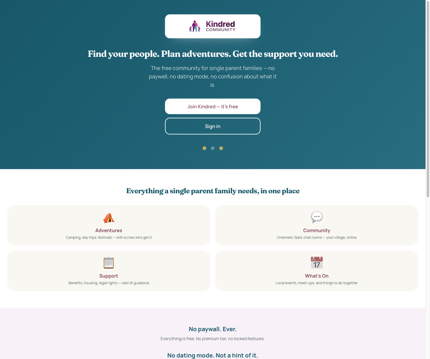 Kindred homepage